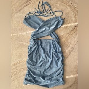 Baby blue ruched dress